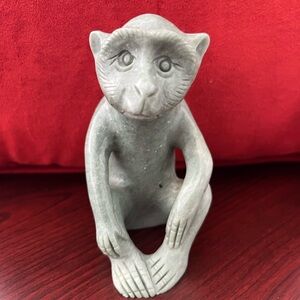 Vintage Green Stone Monkey Figurine- looks and feels like Jade - inherited